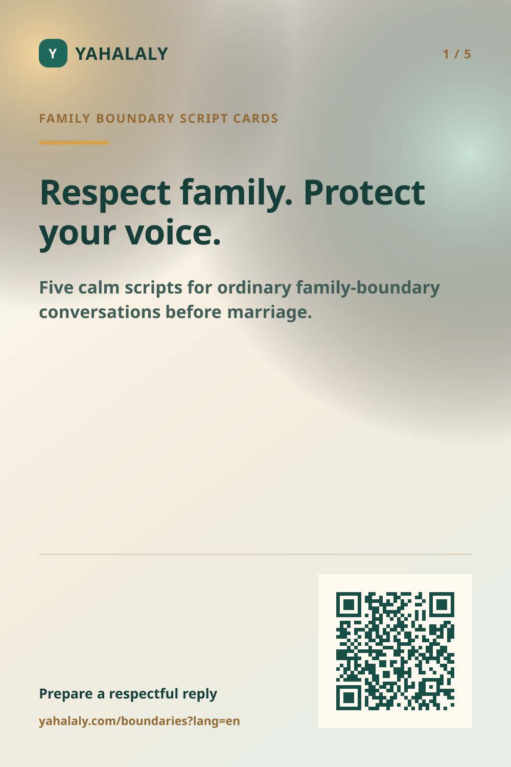 Yahalaly cover card for respectful family-boundary scripts